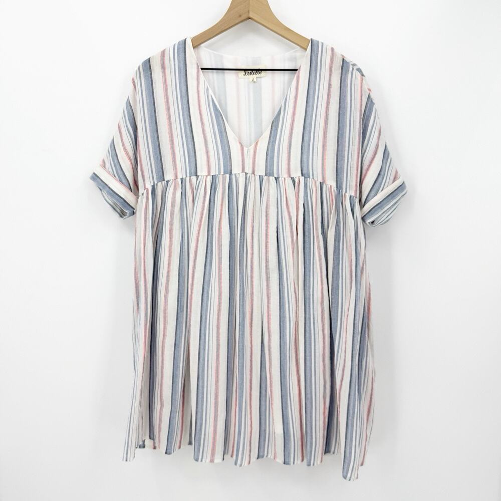 Listicle‎ Striped Babydoll Mini Dress S Oversized Boho Coastal Comfy Resotwear